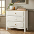 Haven White Painted 3 Chest of Drawers - Oak Top