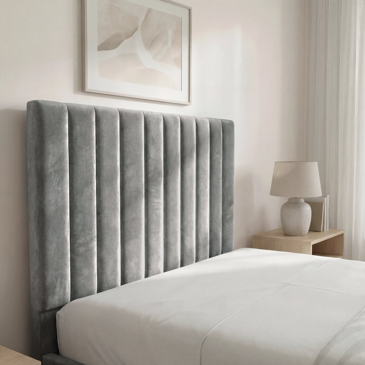 Vertical Line Ottoman Storage Bed - Velvet Ottoman Bed Frame