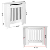 Heat covers for radiator size with white vertical slats and 78x83.2cm dimensions.