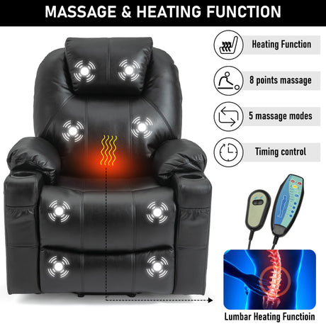 Electric Recliner Chair For Elderly with Heat & Massage