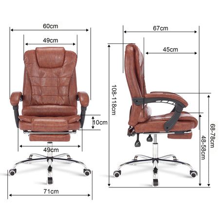 Heated office chair with massage, featuring adjustable dimensions for ultimate comfort.