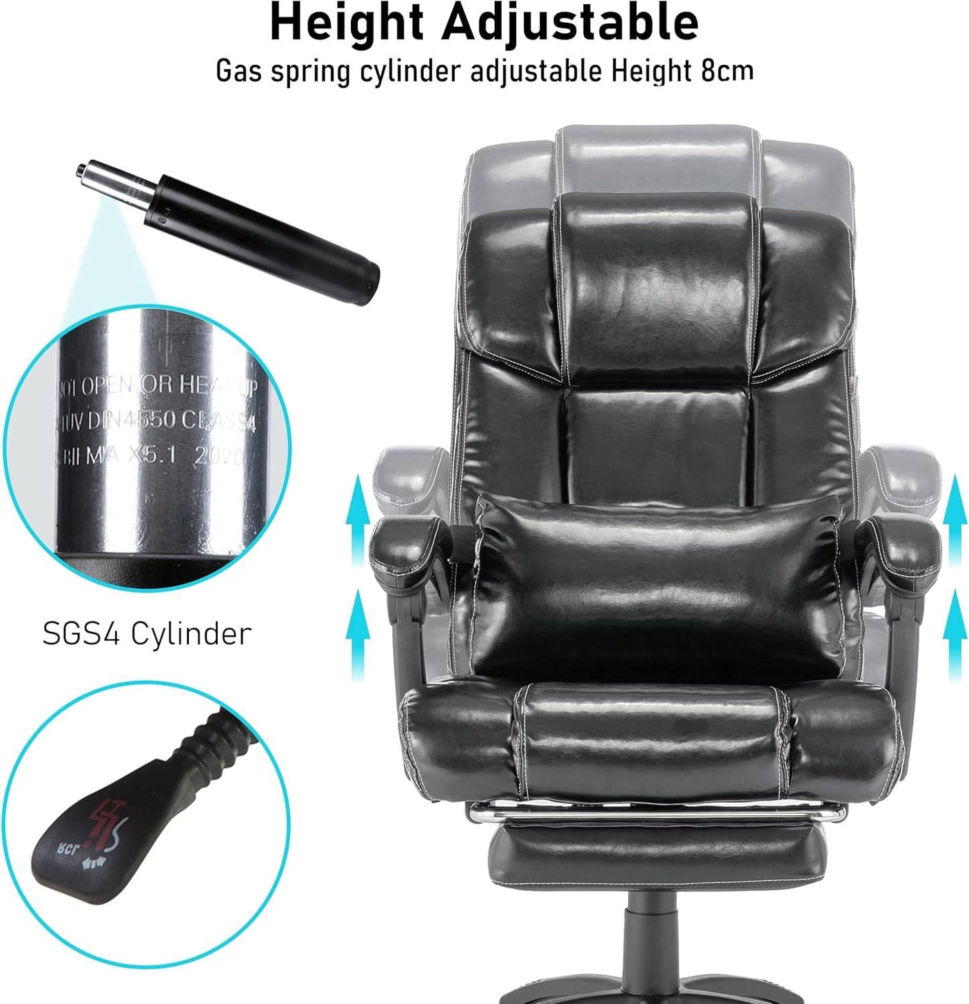height adjustable recliner chair lumbar support, perfect for home and workplace comfort.