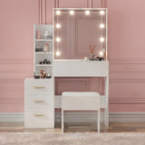 Hollywood Mirror Dressing Table with Storage, Drawers Vanity Makeup Desk