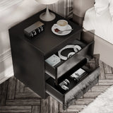 High Gloss 2 Drawer Bedside Table - Nightstand with Drawers