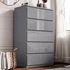 High Gloss Tall Chest of Drawers with 5 spacious drawers in sleek grey finish, ideal for modern bedroom storage and organization.
