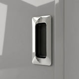 [High Gloss Grey] Torvek wardrobe close-up of polished chrome recessed flush handle on high gloss grey door panel