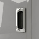 [High Gloss Grey] Torvek wardrobe close-up of polished chrome recessed flush handle on high gloss grey door panel