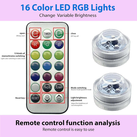 High gloss side table with LED lights and easy-to-use remote control for customizable lighting.