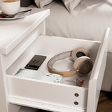 High Gloss 2 Drawer Bedside Table - Bedside Nightstand Drawers