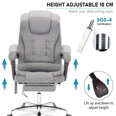 Home office chair with massage and height adjustment of 10 cm.