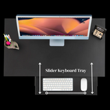 Black home office desk styled with modern decor, ideal office desk UK or workstation desk for small spaces




