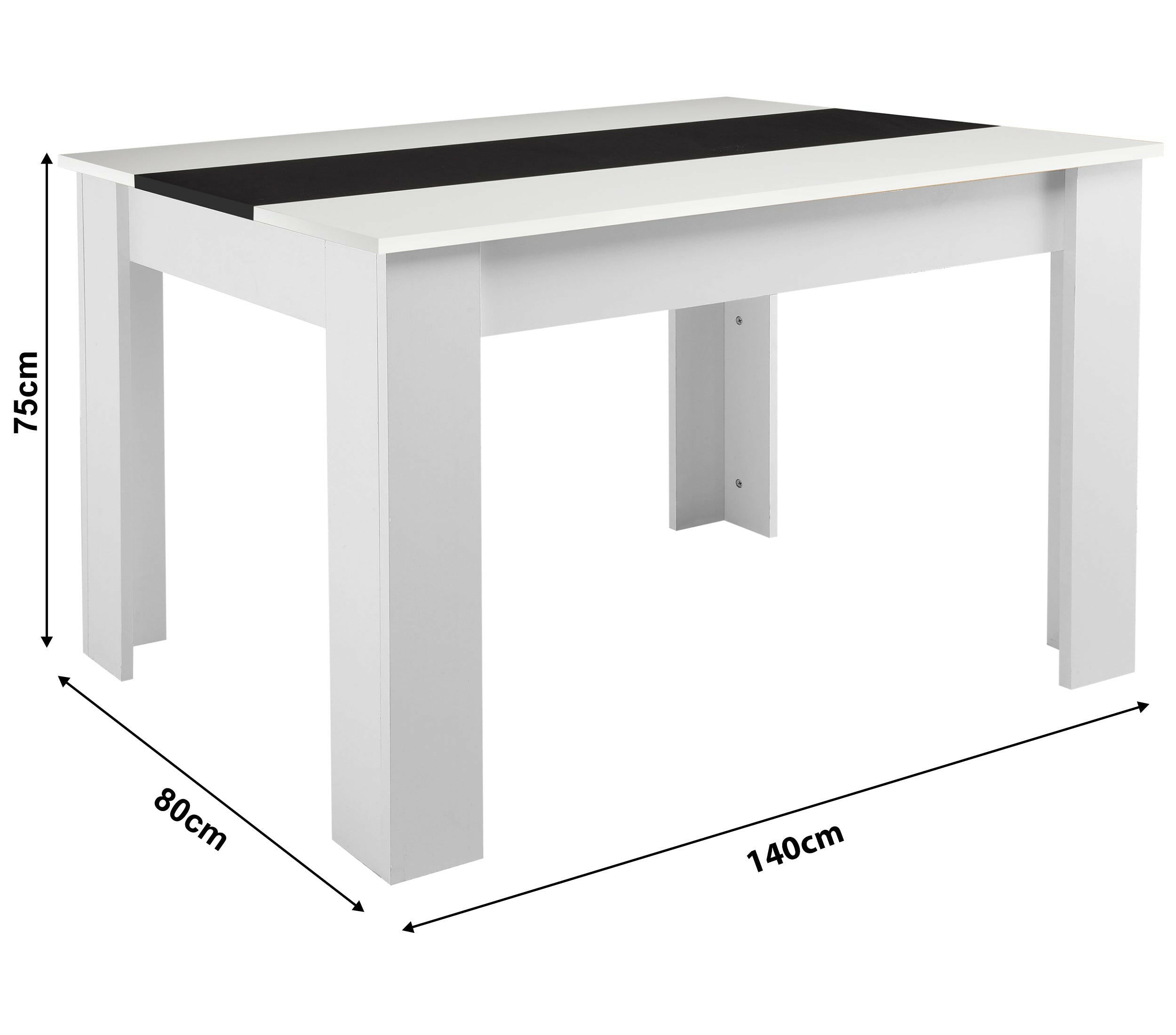 Homebase dining table with product dimensions, perfect for modern dining spaces.