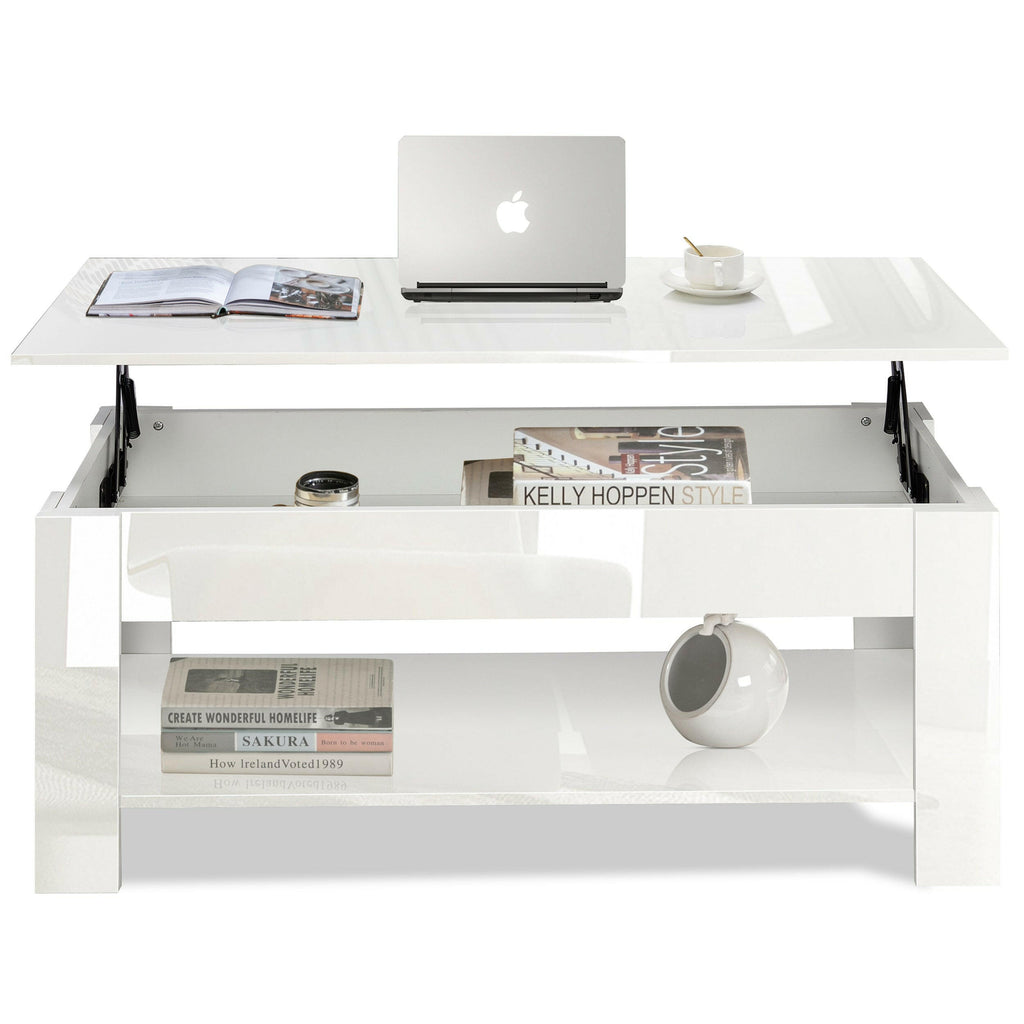 White lacquer lift online top coffee table