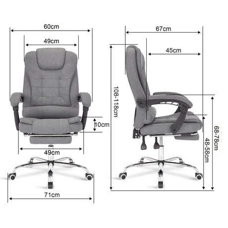 In office chair massage with adjustable features and product dimensions for ultimate comfort.