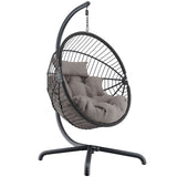 Indoor egg chairs for sale with grey cushions and a sturdy stand for indoor or outdoor use.