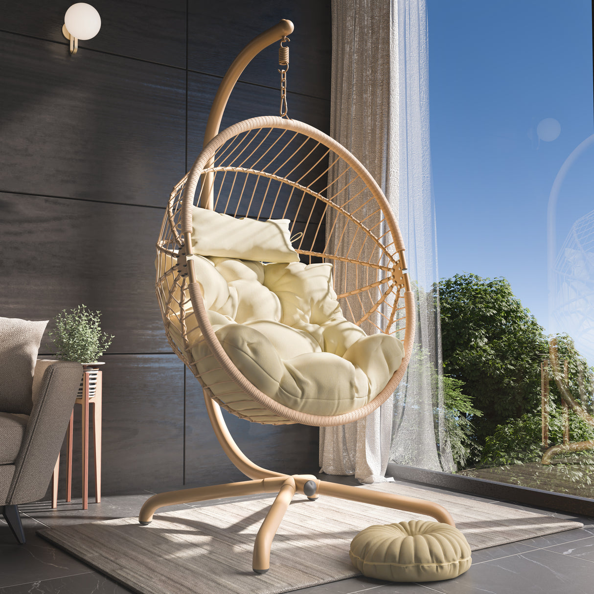 Elegant indoor hanging chairs egg chair lounging and stylish interiors.