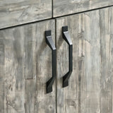 [Grey] Ironmere sideboard handle detail showing two black pulls on grain-patterned cupboard doors