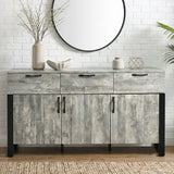 [Grey] Ironmere sideboard front-on view showing three drawers above three lower cabinet doors
