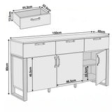 [Mango Wood Effect] Ironmere dimensions diagram showing 150cm width, 40cm depth, 80cm height, and drawer sizing