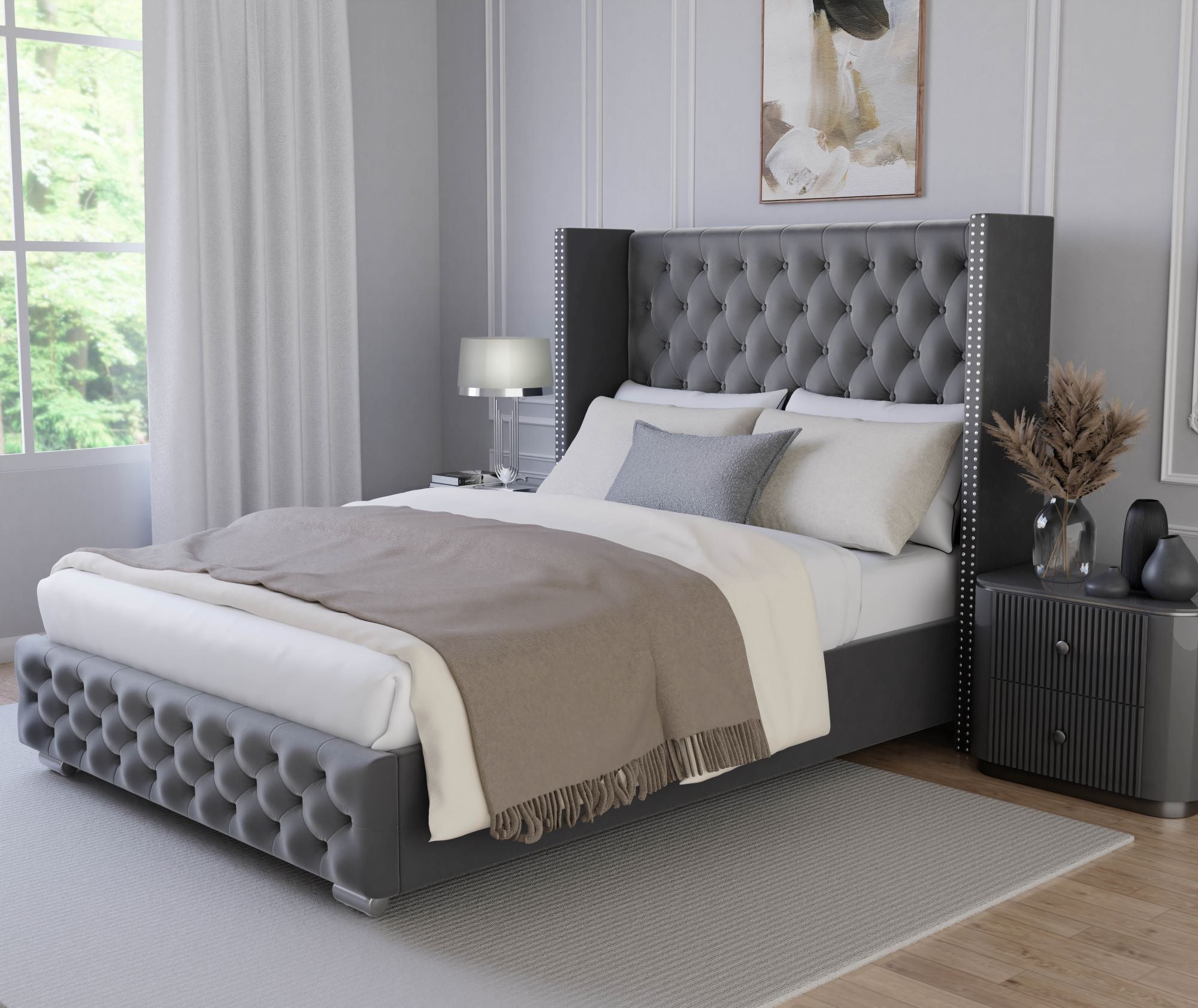 King size bed frame with ultimate features and storage solution for spacious bedrooms