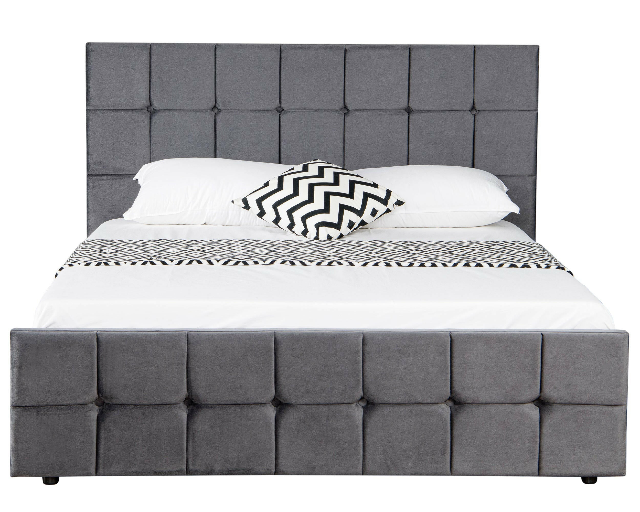 King size ottoman bed with mattress, featuring ample storage and a comfortable sleep surface.