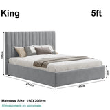 Blisswood Velvet Quilted Vertical Line Ottoman Storage Bed With Mattress