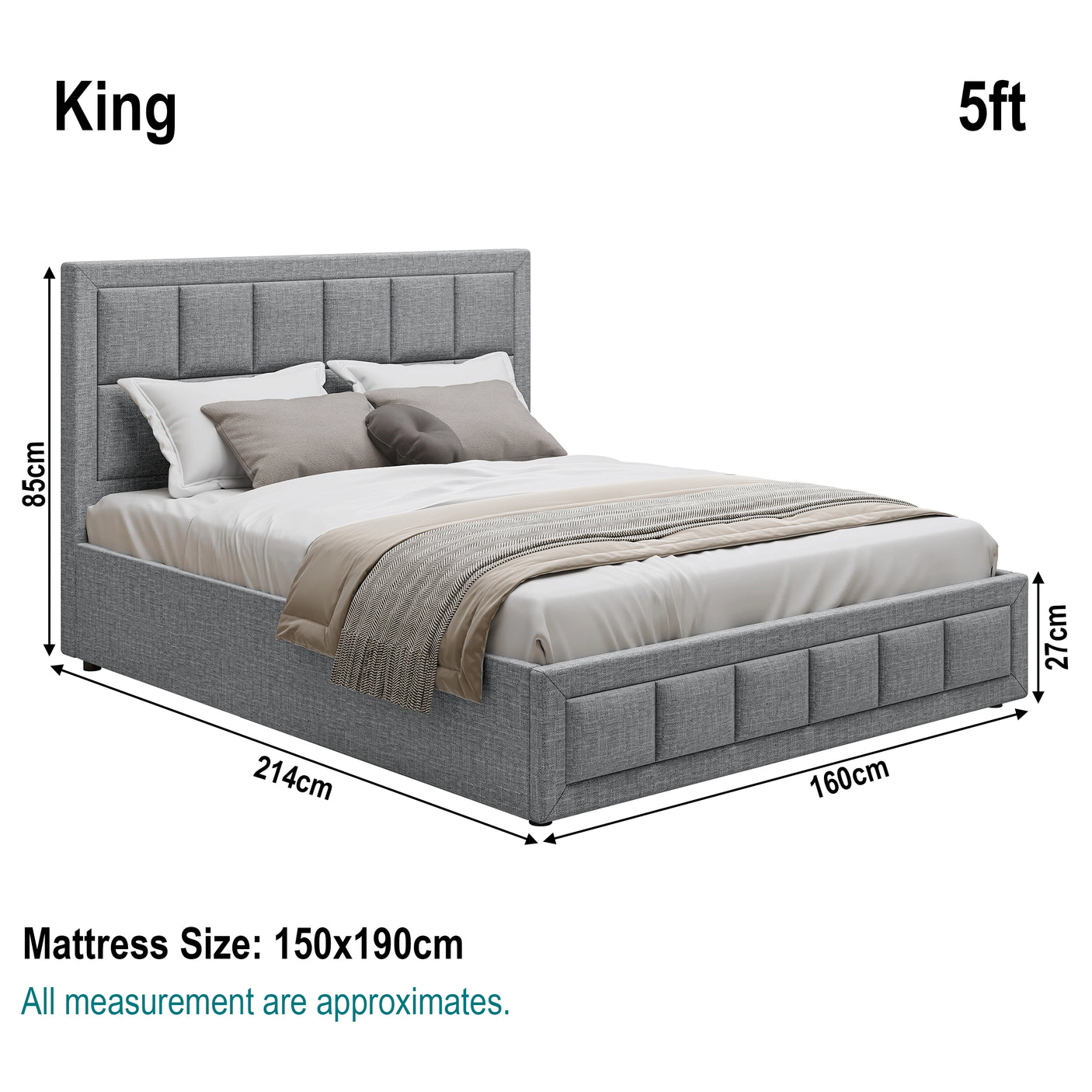 Blisswood King Size Ottoman Bed With Storage