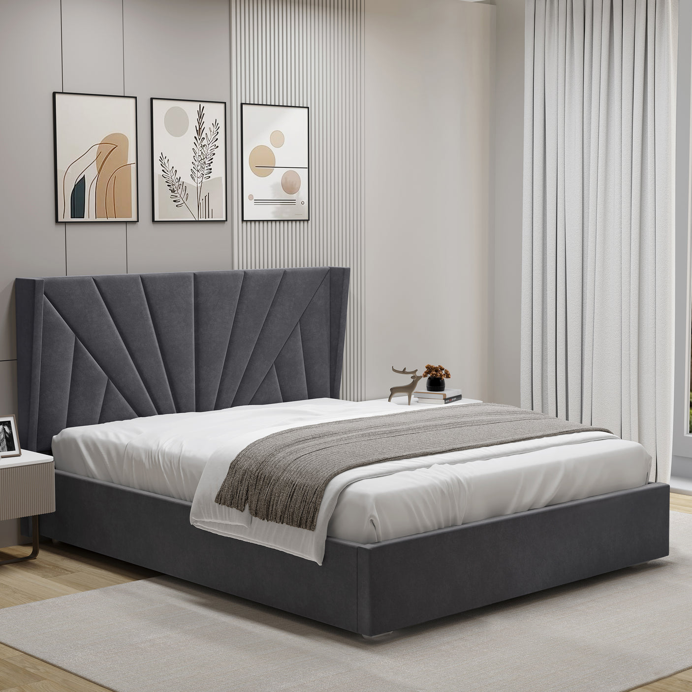Sunrise Ottoman Storage Bed - Velvet Ottoman Bed Frame
