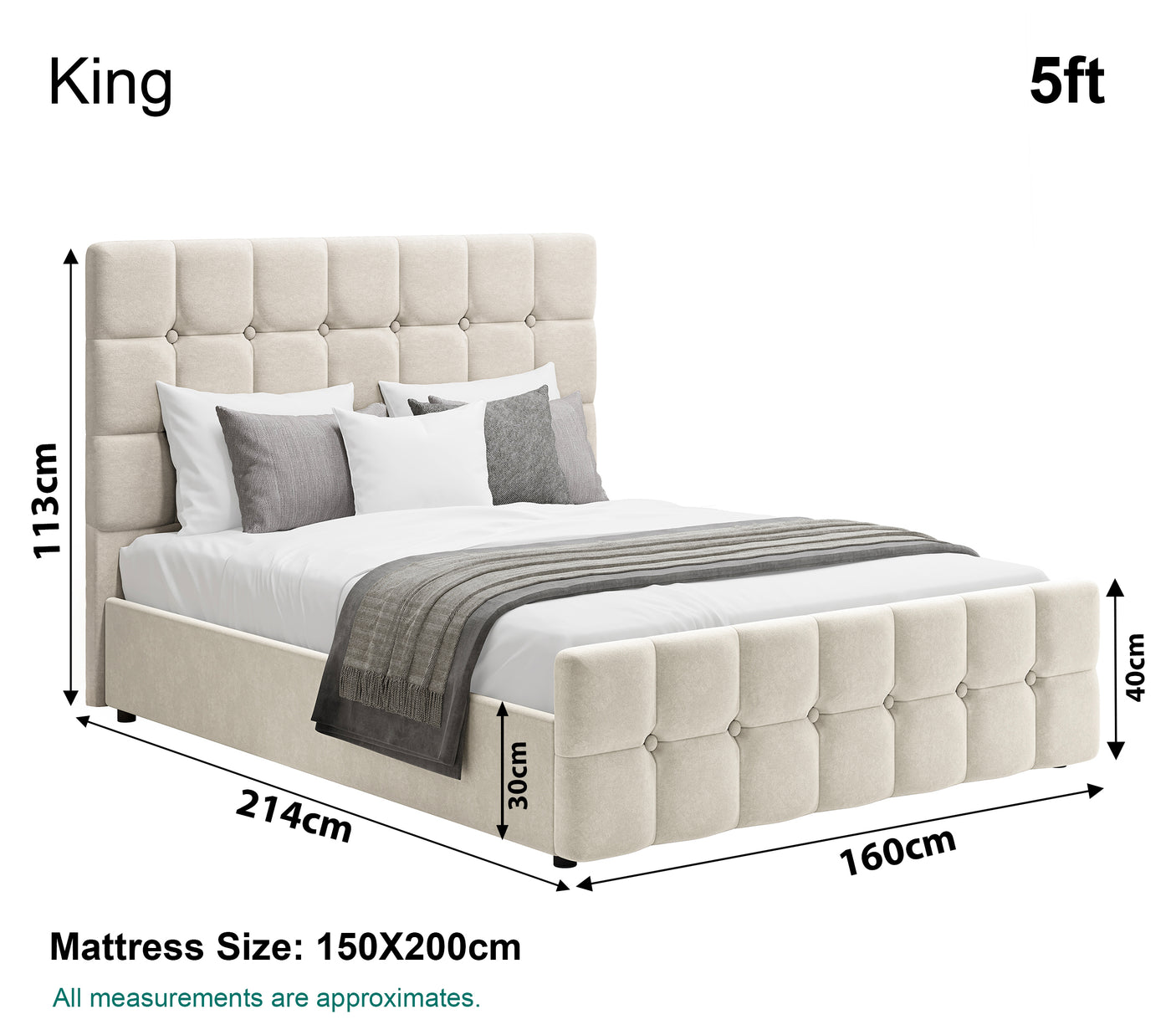 Blisswood Velvet Square Design Ottoman Storage Bed