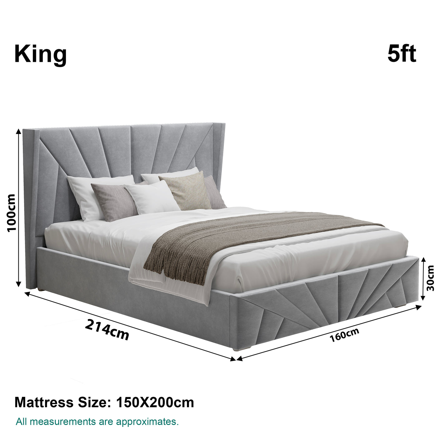 Velvet Ottoman Storage Bed - Sunrise Ottoman Bed Frame