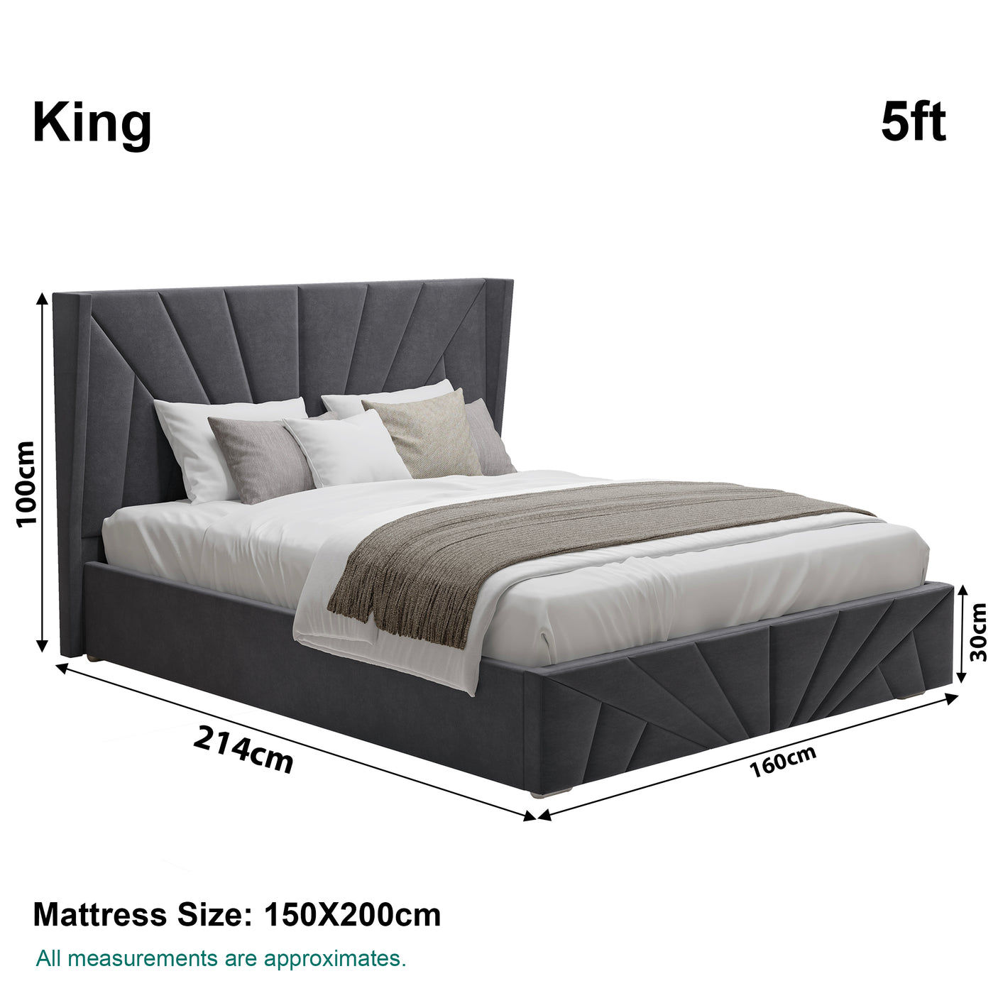Velvet Ottoman Storage Bed - Sunrise Ottoman Bed Frame