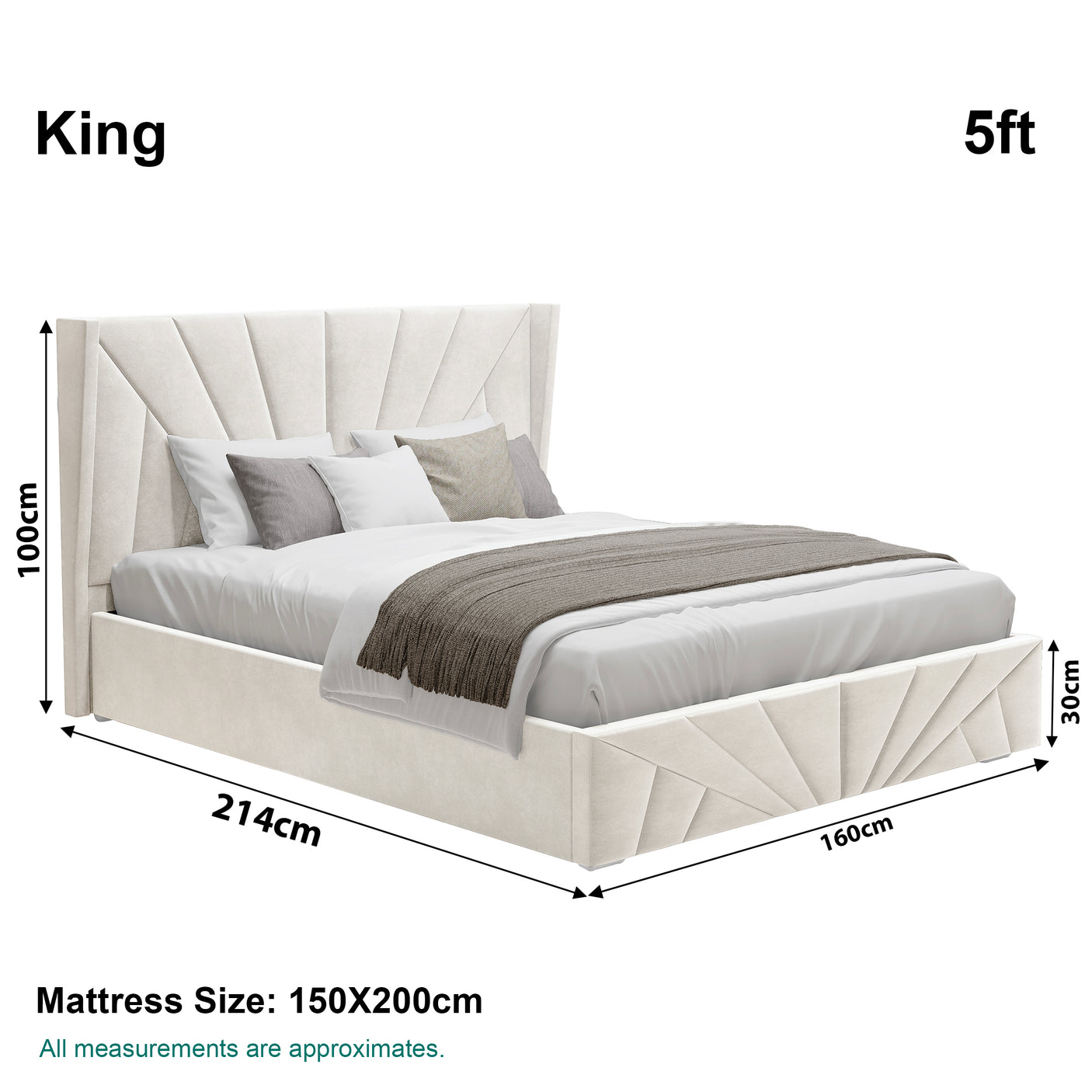 Velvet Ottoman Storage Bed - Sunrise Ottoman Bed Frame