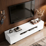 [White] Kystra 180cm High Gloss TV Unit top-down angled view highlighting sleek glossy finish