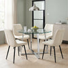 [Vertical Beige | Clear] Kyvon dining set with 110cm round table, chrome legs and 4 beige chairs in dining room