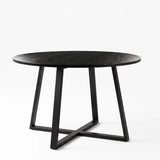[Light Grey | Black Wood] Kyvon 110cm round dining table, black wood top with black cross-leg base