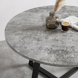 [Green Velvet] Kyvon round dining table concrete-effect tabletop close-up