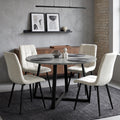 Kyvon Round Dining Table Set with 4 Chairs - Concrete Effect