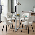 Kyvon Glass Round Dining Table Set with 4 Chairs
