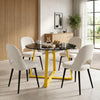 [Cream | Tinted] Kyvon 4 seater round glass dining set with Tinted tabletop, gold legs and cream chairs in a dining room