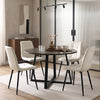 [Cream | Dark Wood] Kyvon round dining table set with 4 cream velvet chairs in a modern dining room