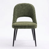 [Green] Kyvon green upholstered fabric comfy curve chair front view with rounded back and cushioned seat