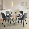 [Grey] Kyvon round glass dining set with 110cm round table, chrome legs and 4 grey chairs in a dining room