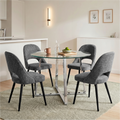 Kyvon Glass Round Dining Table Set with 4 Chairs