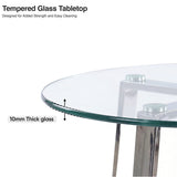 [Vertical Grey | Clear] Kyvon tabletop detail graphic; text reads "Tempered Glass Tabletop" and "10mm Thick glass"