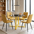 [Vertical Mustard | Tinted] Kyvon 4 seater round glass dining set with mustard chairs in a dining room