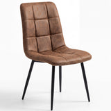 [Brown | Sonoma Oak] Kyvon dining set brown suede chair with tufted back and black legs