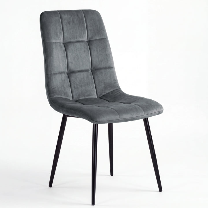 [Dark Grey | Sonoma Oak] Kyvon dining set dark grey velvet chair with tufted back and black legs