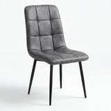 [Grey | Sonoma Oak] Kyvon dining set grey suede chair with tufted back and black legs