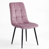 [Pink | Sonoma Oak] Kyvon chair close-up: Premium Velvet Fabric, padded pink velvet tufted seat
