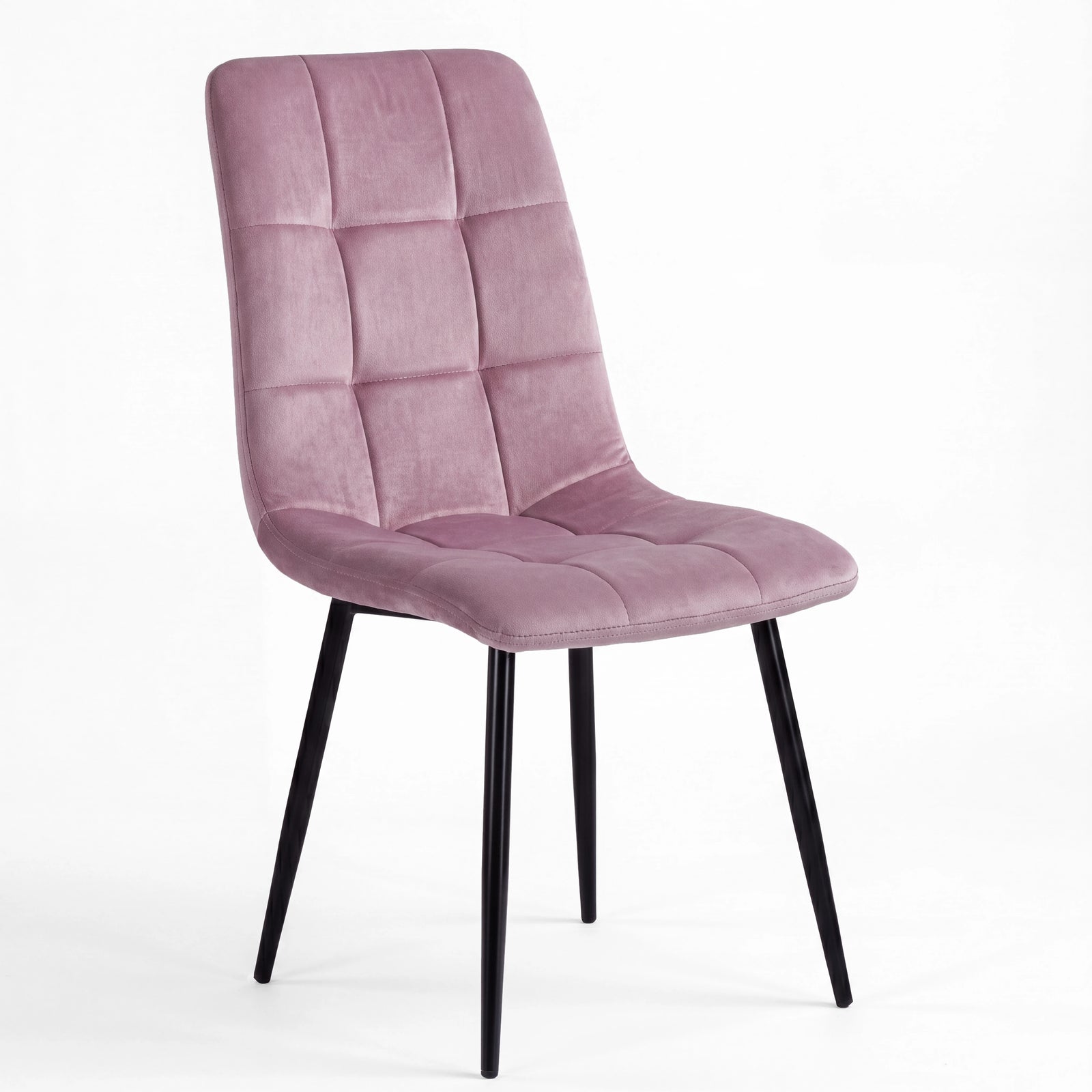 [Pink | Sonoma Oak] Kyvon chair close-up: Premium Velvet Fabric, padded pink velvet tufted seat
